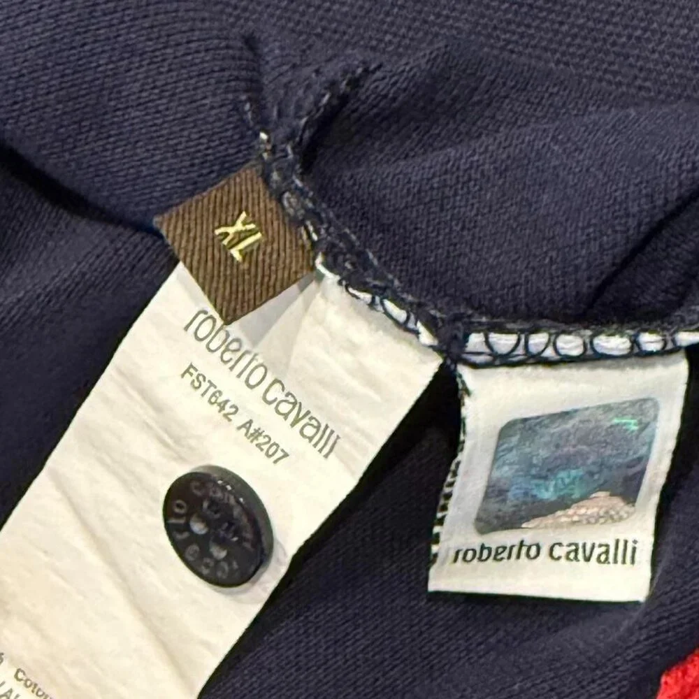 Roberto Cavalli navy and red polo shirt - Picture 2 of 4